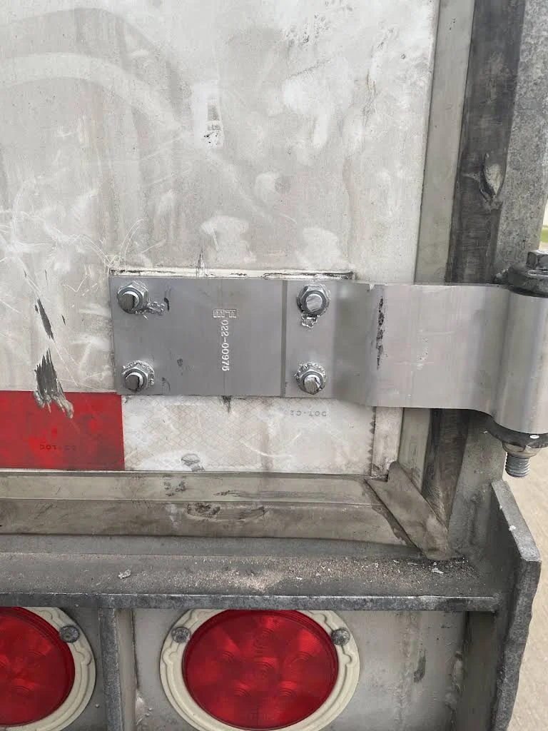 New trailer door hinge repair