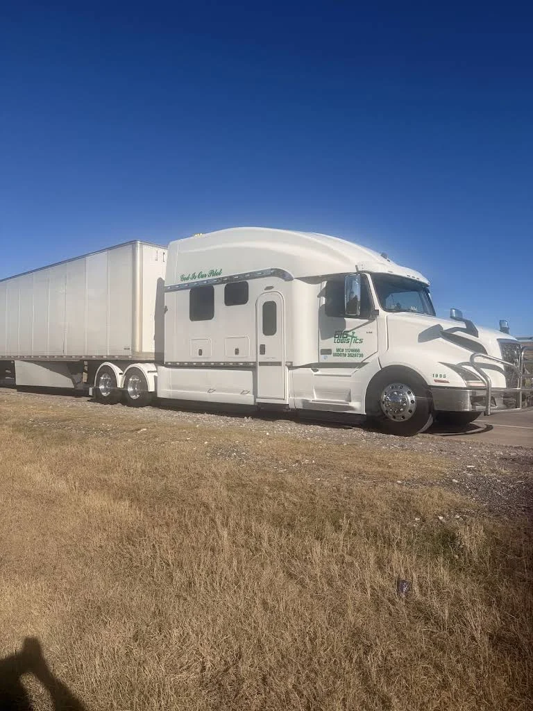 White semi trailer truck repair